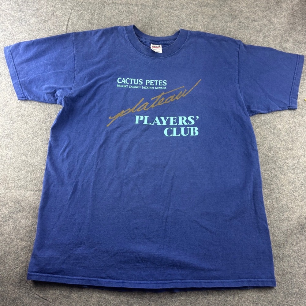 Vintage Cactus Petes Casino Plateau Players Club T-Shirt Blue Anvil Large